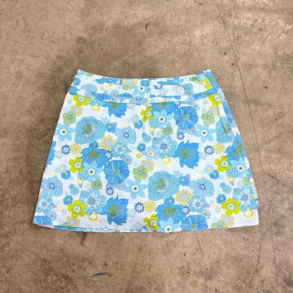 Vintage y2k groovy floral retro mini skirt